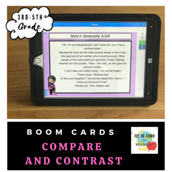 Preview of Comprehension with Compare and Contrast- Boom Cards- Distance Learning