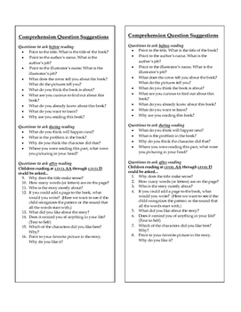 Preview of Comprehensions Questions for Parents