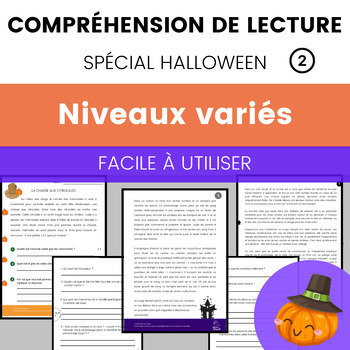 Preview of Compréhensions de Lecture Texte Halloween - French Reading Comprehension