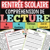 Compréhensions de lecture - RENTRÉE SCOLAIRE - French Back