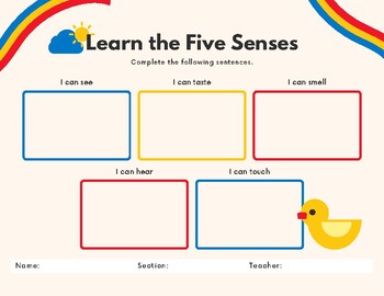 Preview of Comprehensive 5 Senses Graphic Organizer - Perfect for Interactive Learning