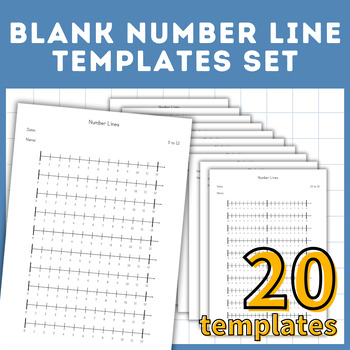 Preview of Comprehensive Blank Number Line Templates Set | Printable Number Lines Sheets