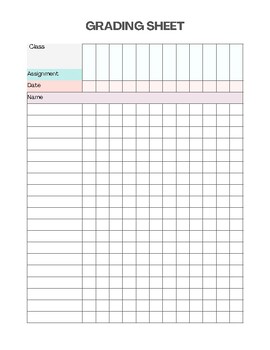 Preview of Comprehensive Class Grading Sheet for Efficient Assignment Tracking