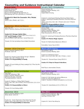 Preview of Comprehensive Counseling Instructional Calendar