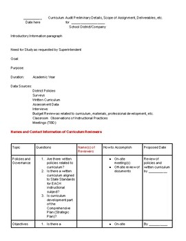 Preview of Comprehensive Curriculum Audit Template