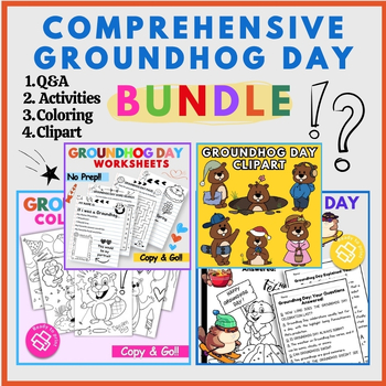 Preview of Groundhog Day Bundle: Q&A, Activities, Coloring, Clipart (February) - NO PERP
