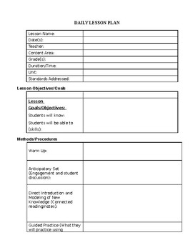 Preview of Comprehensive Lesson Plan Template