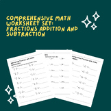 Comprehensive Math Worksheet Set: Fractions Addition and S