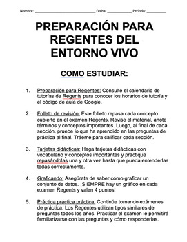 Preview of Comprehensive NYS Living Environment Regents Review SPANISH