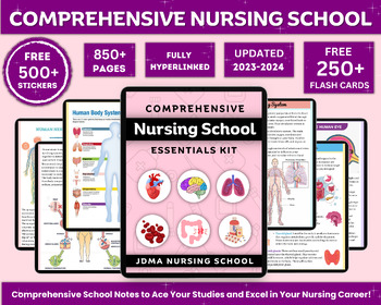 Preview of Comprehensive Nursing School Bundle with Hyperlinked | Study Guide Bundle