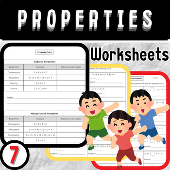 Preview of Comprehensive Properties Worksheets for Grades 1-7