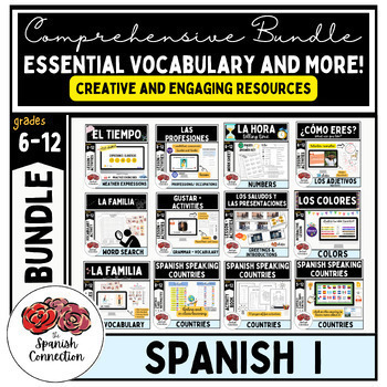 Preview of Comprehensive Spanish 1 Bundle - Essential Vocabulary for the Spanish Classroom