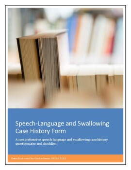 Preview of Comprehensive Speech Language Swallowing Hearing Case History Questionnaire