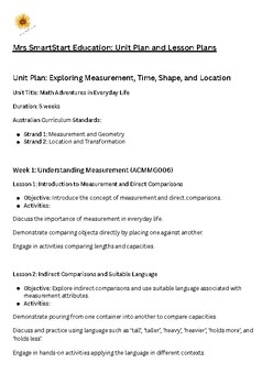 Preview of Comprehensive Unit Plans and Lesson Plans for Measurement and Geometry