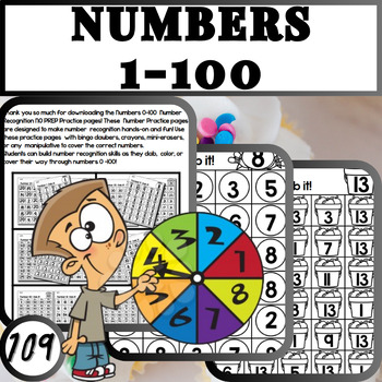 Preview of Comprehensive Workbook for Recognizing and Coloring Numbers 1 to 100