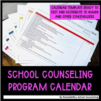 Preview of School Counselor Program Calendar - counseling activities/lessons by month