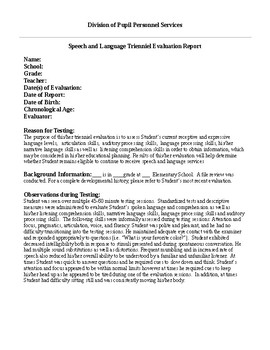 sample evaluation report for speech therapy