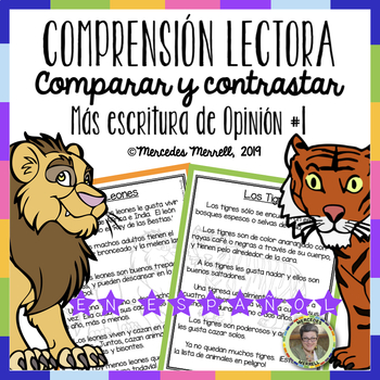 Preview of Comprensión Lectora Comparar y Contrastar Más Escritura de OPINIÓN  