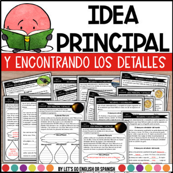 Preview of Comprensión de Lectura Idea Principal - Reading Comprehension Spanish Passages