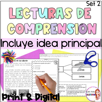 Preview of Main idea reading comprehension in Spanish - Idea principal y detalles - digital