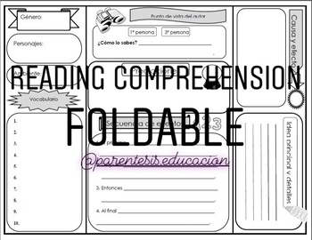 Preview of Comprension Lectora- SPANISH (Reading Comprehension Bilingual Foldable)
