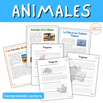 Preview of Comprensión de Lectura: Pasajes y Preguntas en Español | Los Animales