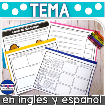 Preview of Comprensíon de lectura Tema Central Message en inglés y español