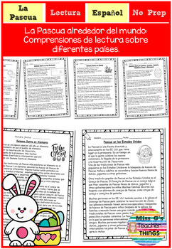 Preview of Comprensiones de lectura de Pascua en español - La pascua en todo el mundo