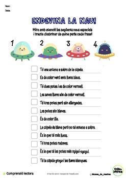 Comprensió lectora catalan 1 interactive worksheet