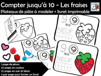 Compter jusqu’à 10 - Les fraises (French Counting Playdough Mats)