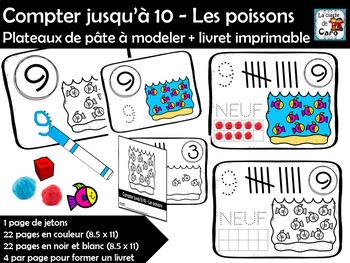 Compter jusqu’à 10 - Les poissons (French Counting Playdough Mats)