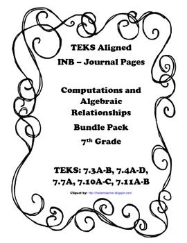 Preview of Computations and Algebraic Relationships INB Bundle Pack - 7th Grade TEKS