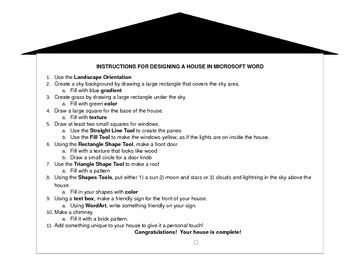 Preview of Computer Activity-Microsoft Word Project-Draw a House with the Drawing Tools