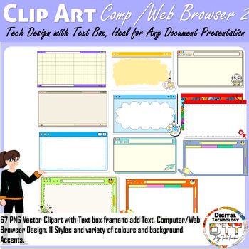 Preview of Computer Browser Text Box Clipart 2, Computer Web Browser Clipart, Text Frames
