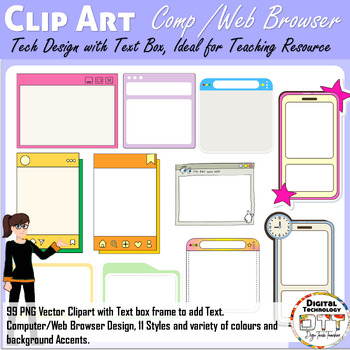 Preview of Computer Browser Textbox Clipart 1, Computer Social Media Text Frames