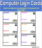 Computer Chromebook Login Cards for Username and Passwords