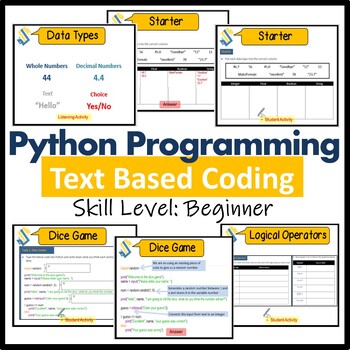 Preview of Text Based Coding with Python Programming | Computer Science Digital Lesson Plan