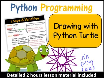 Preview of Computer Coding in Python Worksheets – Drawing with Python Turtle Lesson