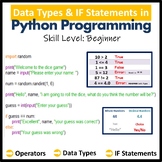 Computer Science Coding Worksheets – Data Types & IF Statements in Python