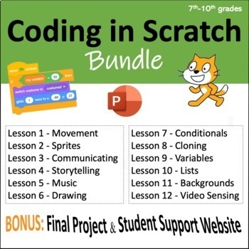 Preview of Computer Coding in Scratch: 12 Lessons w/ Assignments (7th-10th grade)