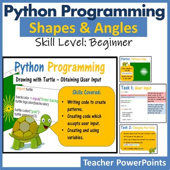 Python Programming with Turtle to make Shapes & Angles - Computer Science