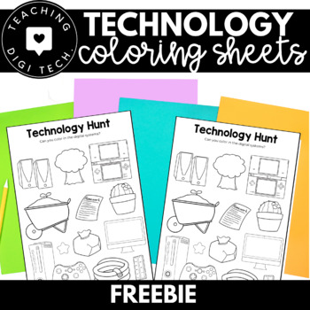 Preview of Computer Coloring Pages FREEBIE | Technology Worksheets for Kindergarten