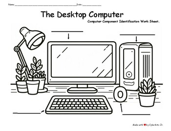 Preview of Computer Desktop Identification and Coloring Worksheet - PDF