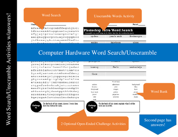 Preview of Computer Hardware Word Search/Unscramble Activity