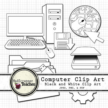 computer lab clip art black and white