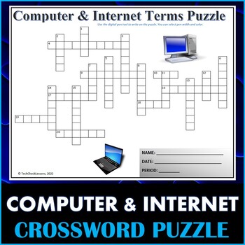 Computer & Internet Terms Crossword Puzzle Activity Worksheet | TpT
