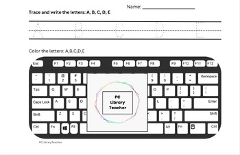 Preview of Computer Keyboard Exercises: Trace, Write, and Color the Letters (A-Z)