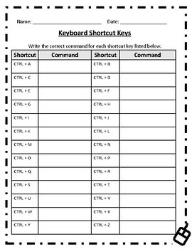 Preview of Computer Worksheet - Keyboard Shortcut Keys