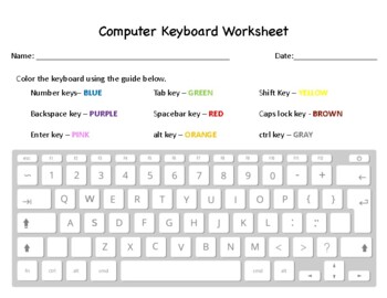 Preview of Computer Keyboard Worksheet