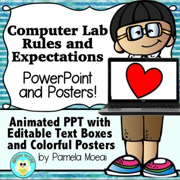 Preview of Computer Lab Editable Rules and Expectations PowerPoint and Posters